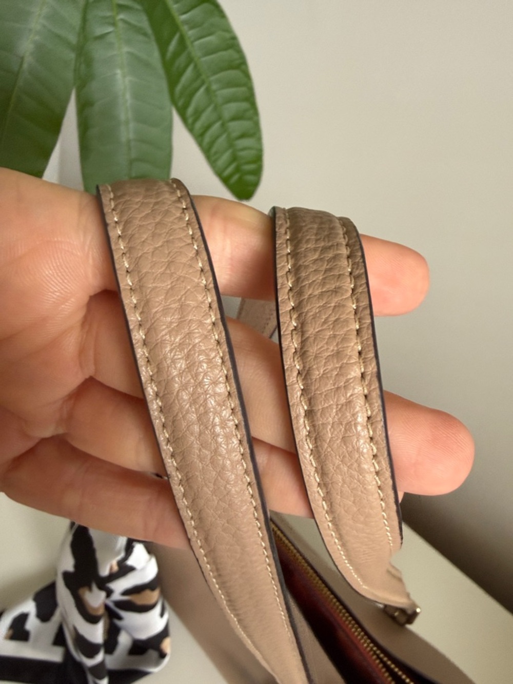 COACH Taupe Leather Mollie Tote Bag with Scarf, cherry charm and wristlet - Picture 7 of 14